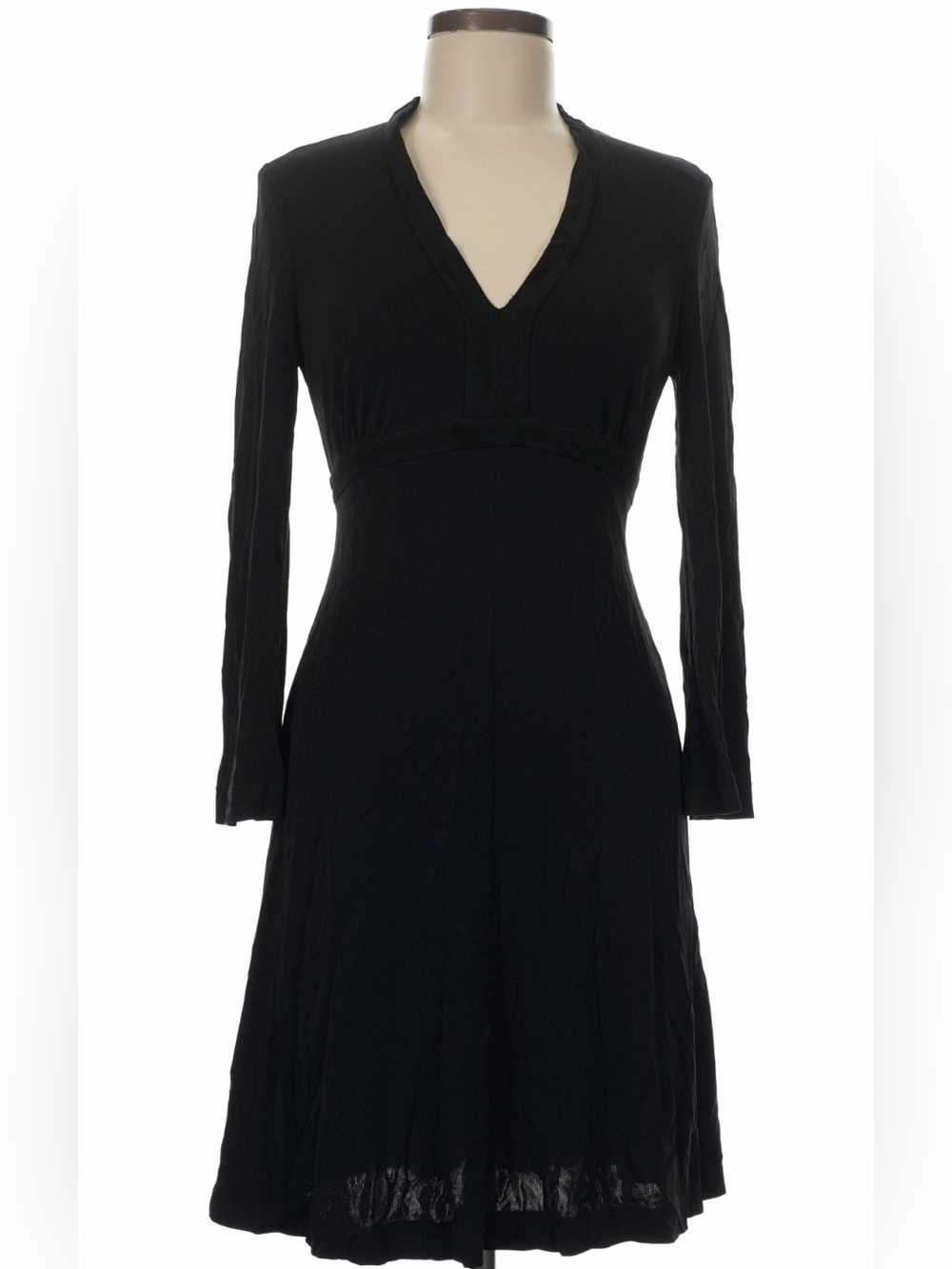 Escada Black Long Sleeve V neck Dress with Fitted Empire Seam